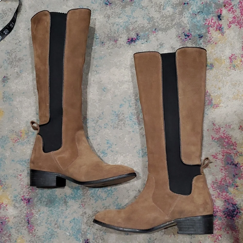 Anthropologie Modern Vintqge Made In Brazil Brown Suede Chelsea Riding Boots